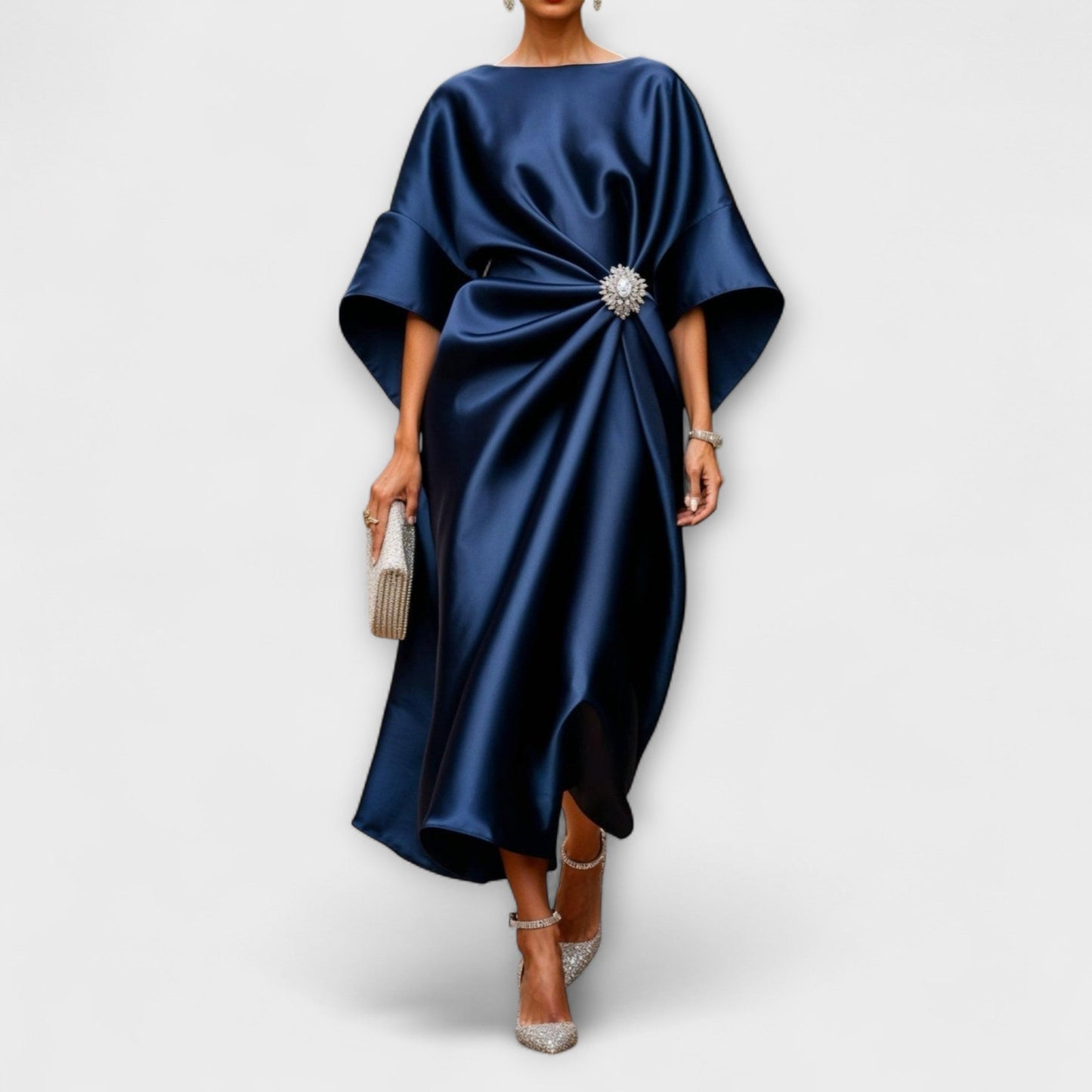 Elegant Shimmer Satin Maxi Dress for Special Occasions