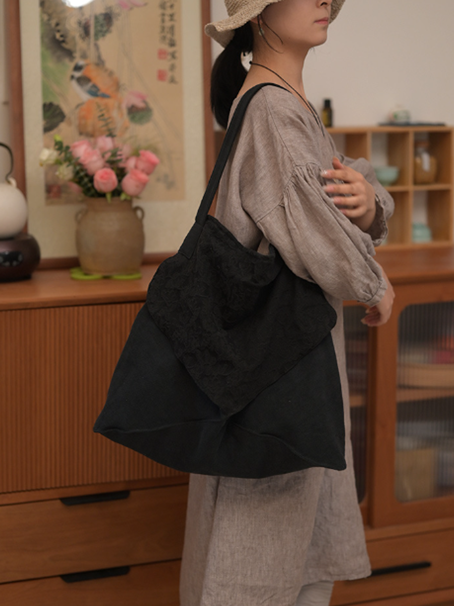 Women's Shoulder Bag | Floral Jacquard & Large Capacity 13
