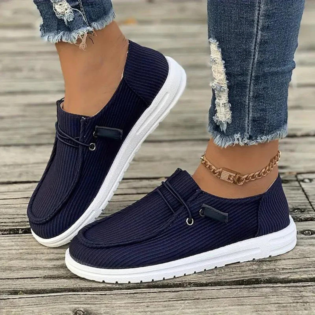 Margaret - Ribbed Slip-On Flats for Effortless Style