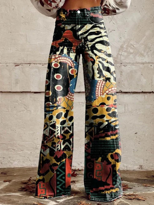 Women's Wide-Leg Trousers | Bold Retro Print 14