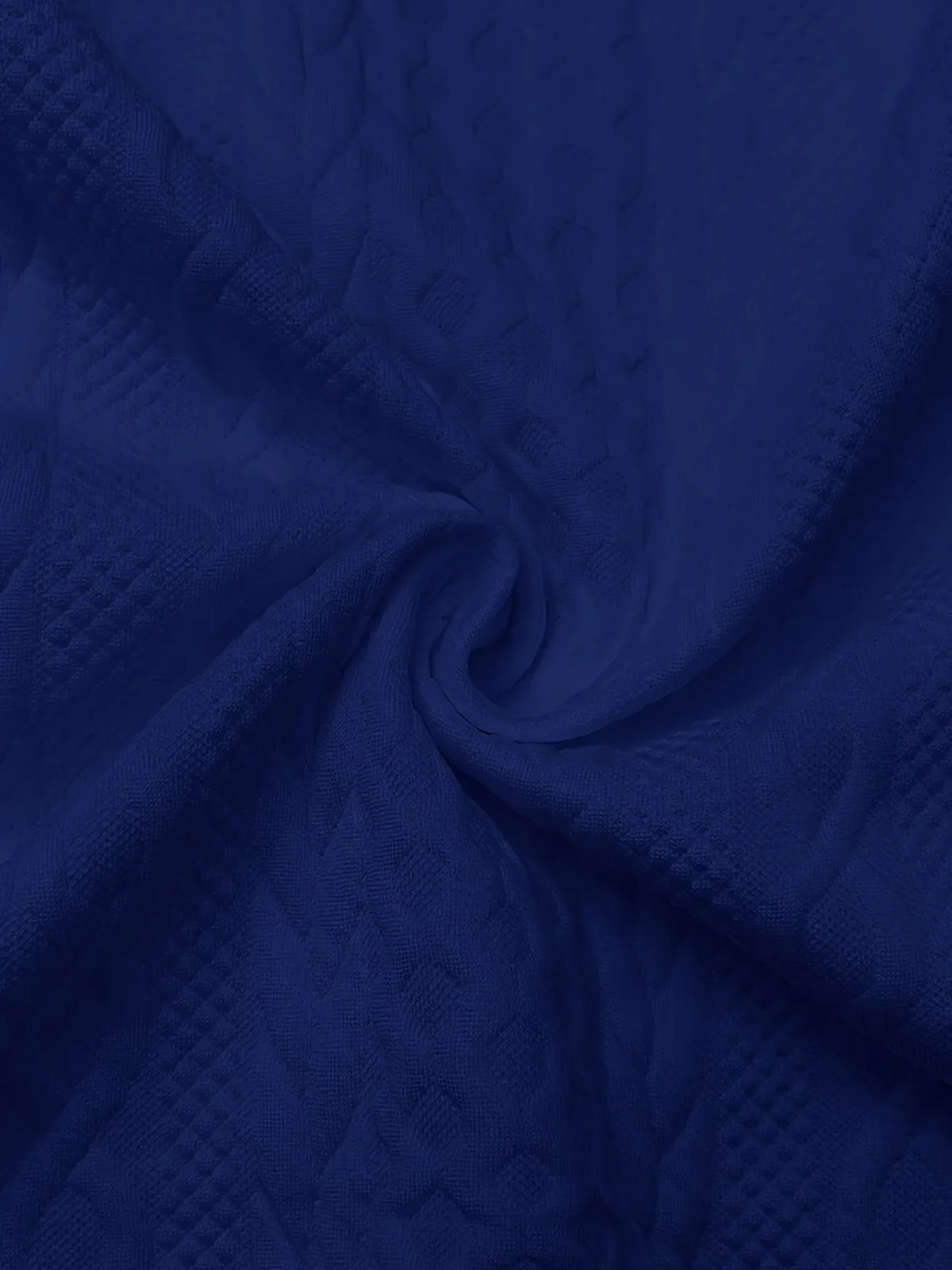 Blue cable knit zip up hoodie with ribbed cuffs and hood