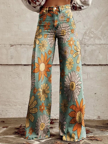 Women's Wide-Leg Trousers | Bold Retro Print 4