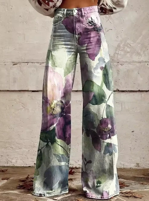 Women's Wide-Leg Trousers | Bold Retro Print 6