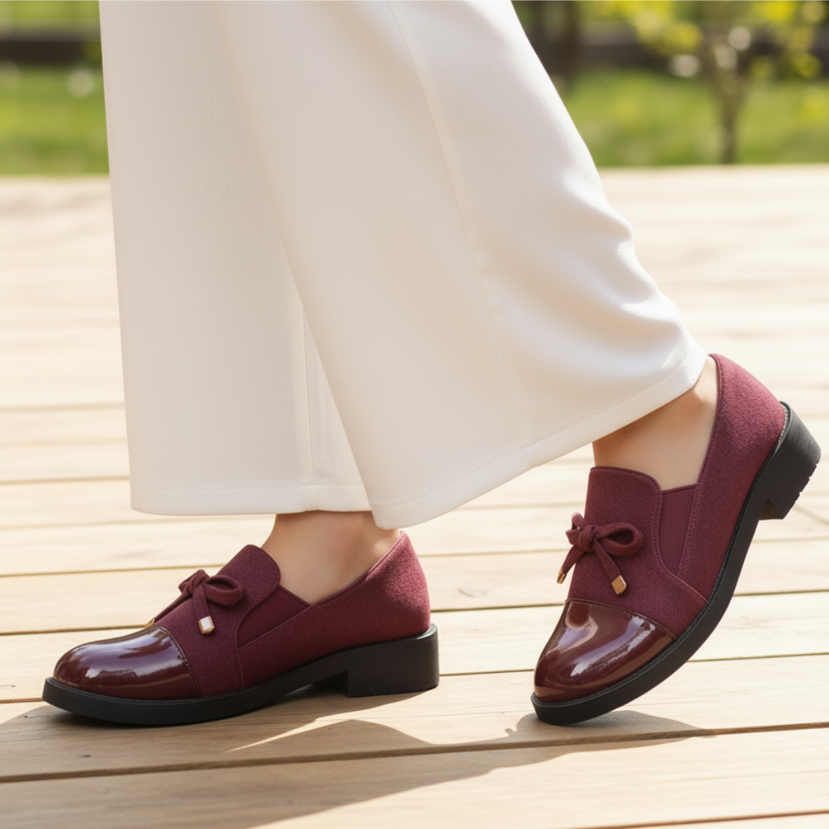 Women's Bow Loafers | Slip-On Comfort & Glossy Toe Cap 1