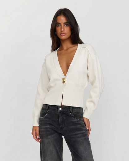 Women's Cropped Cardigan | Structured Shoulder Design 1