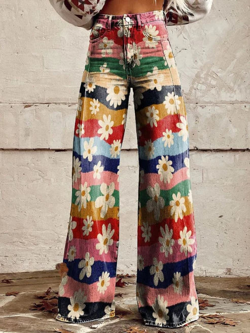 Women's Wide-Leg Trousers | Bold Retro Print 10