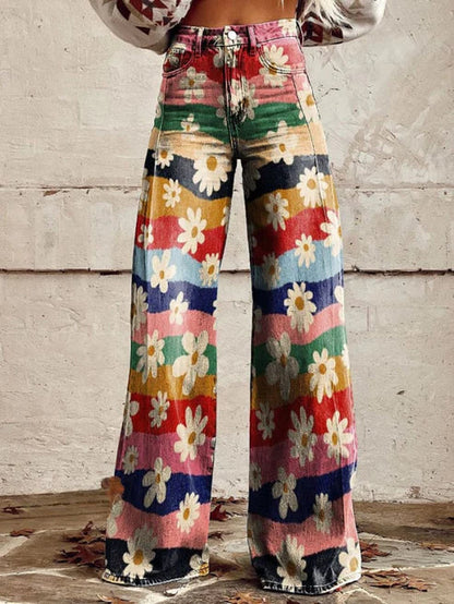 Women's Wide-Leg Trousers | Bold Retro Print 10