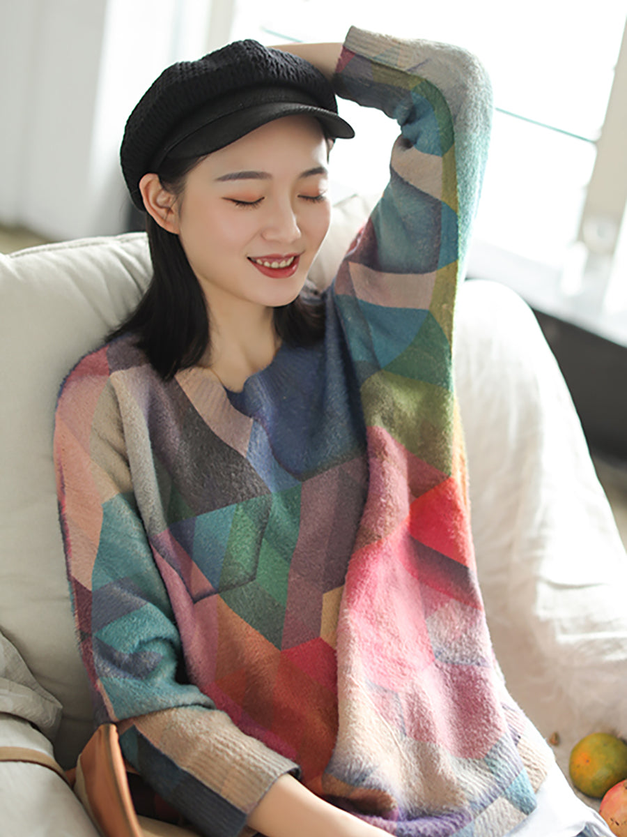 Women's Geometric Sweater | Loose Fit & Cosy Comfort 6