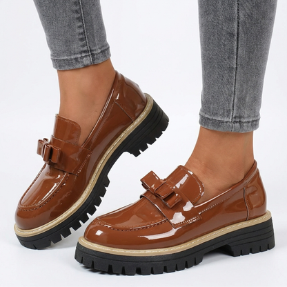 Women's Bow Loafers | Platform Lift & Glossy Shine 1