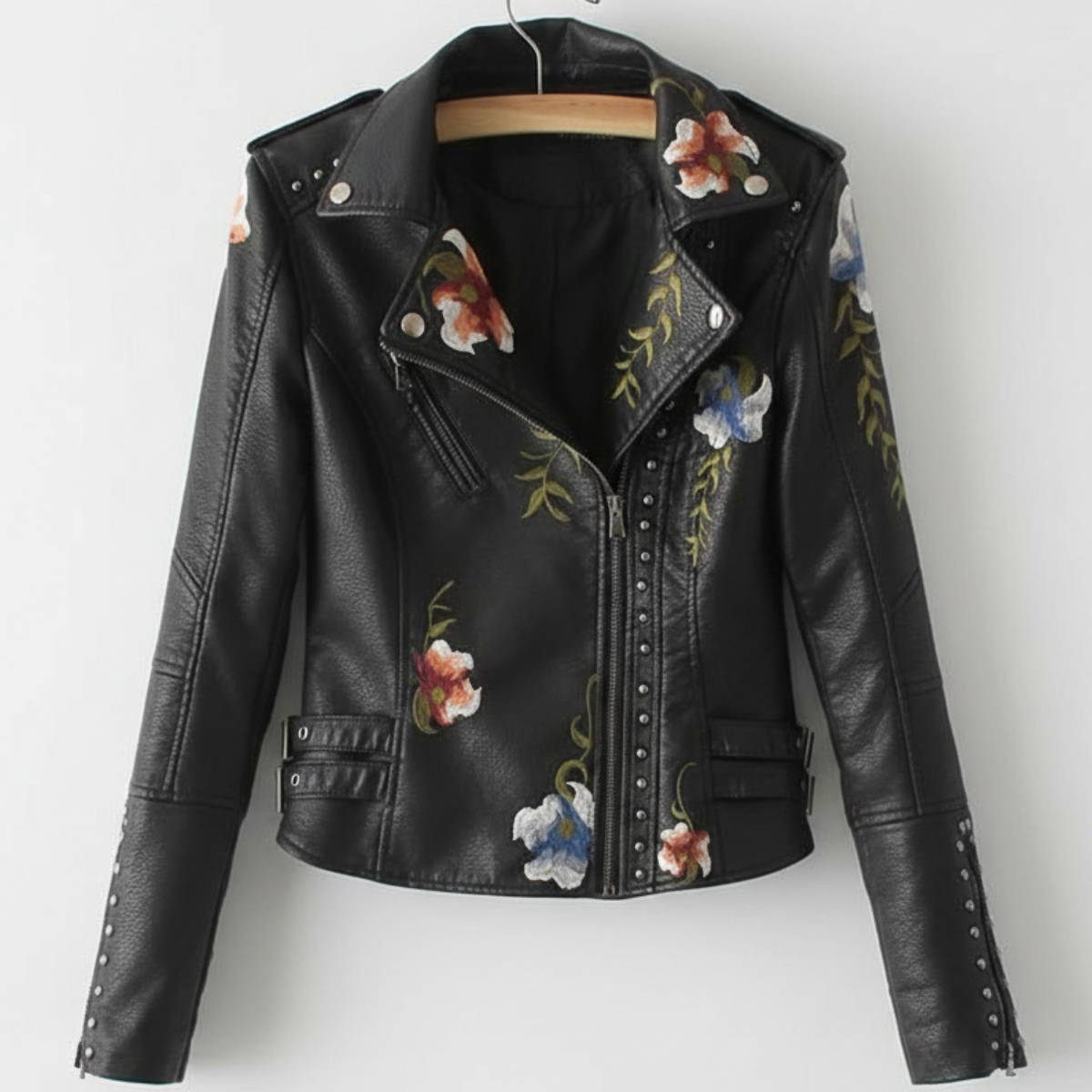 Women's Moto Jacket | Floral Embroidery & Edgy Style 1