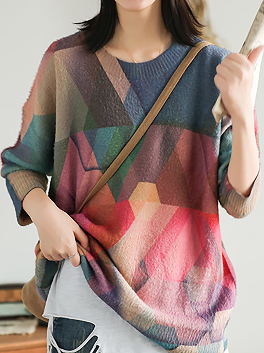 Women's Geometric Sweater | Loose Fit & Cosy Comfort 2
