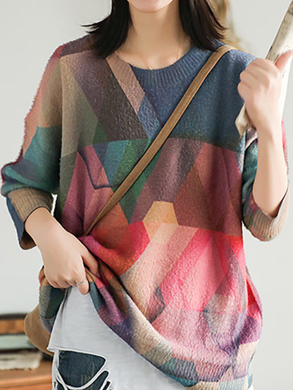 Women's Geometric Sweater | Loose Fit & Cosy Comfort 2