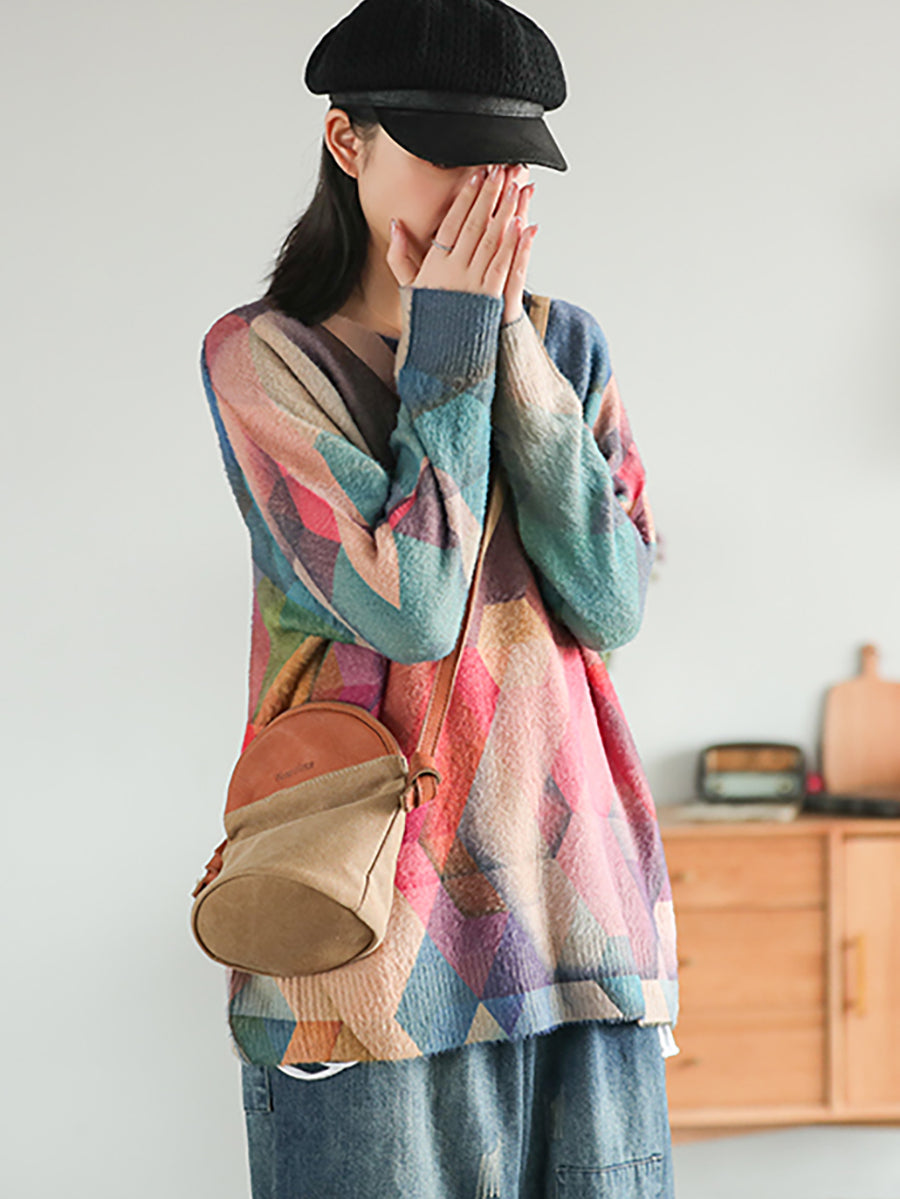 Women's Geometric Sweater | Loose Fit & Cosy Comfort 4
