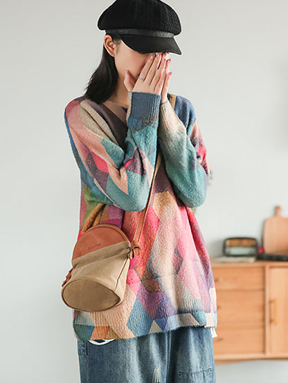Women's Geometric Sweater | Loose Fit & Cosy Comfort 4