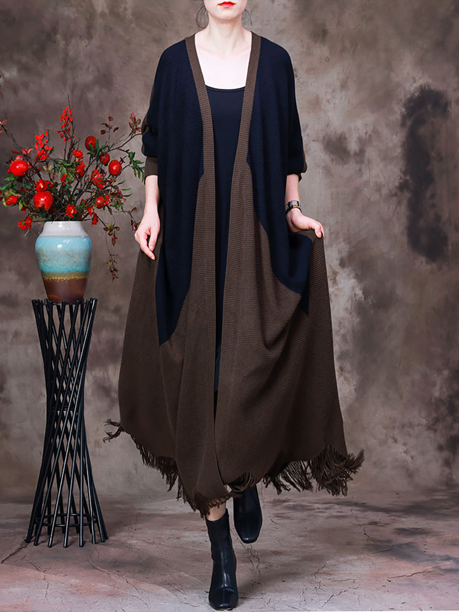 Women's Patchwork Coat | Irregular Cut & V-Neck Style 7