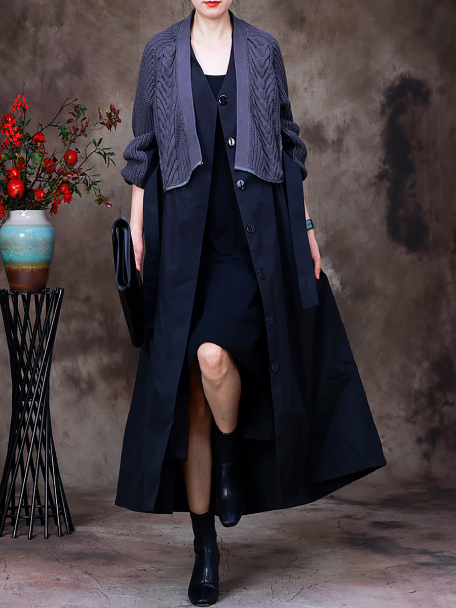 Women's Knitted Coat | Layered Two-Piece Look 6