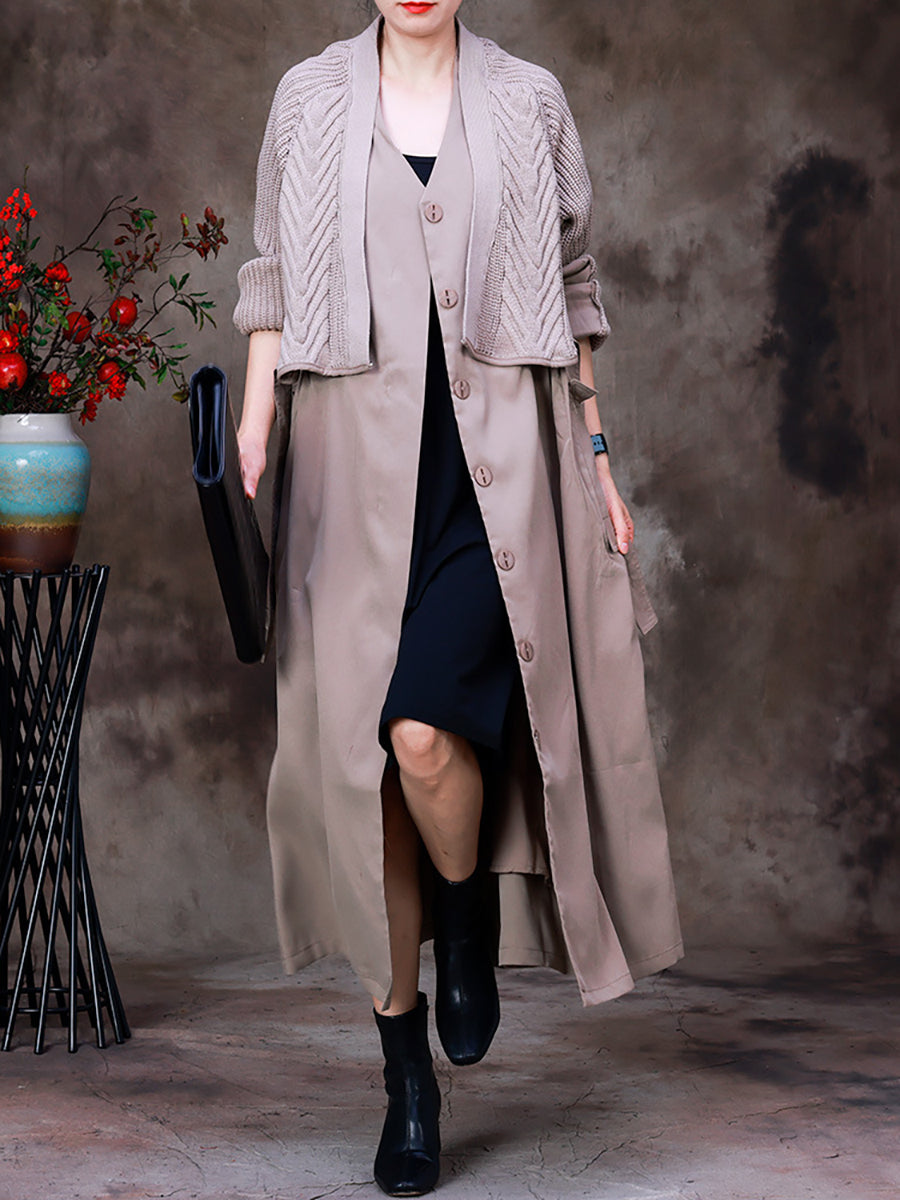 Women's Knitted Coat | Layered Two-Piece Look 1