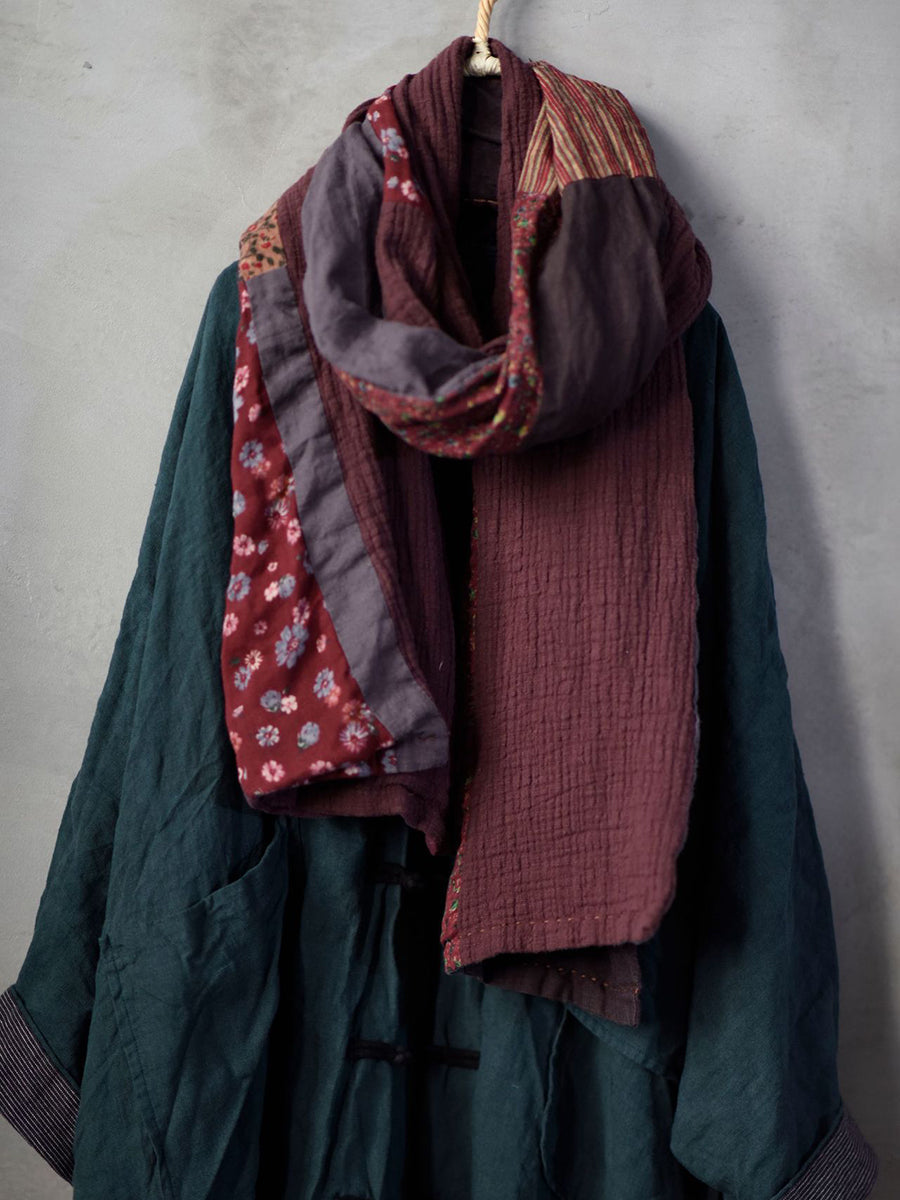 Women's Retro Stitched Scarf | Warm & Versatile 5