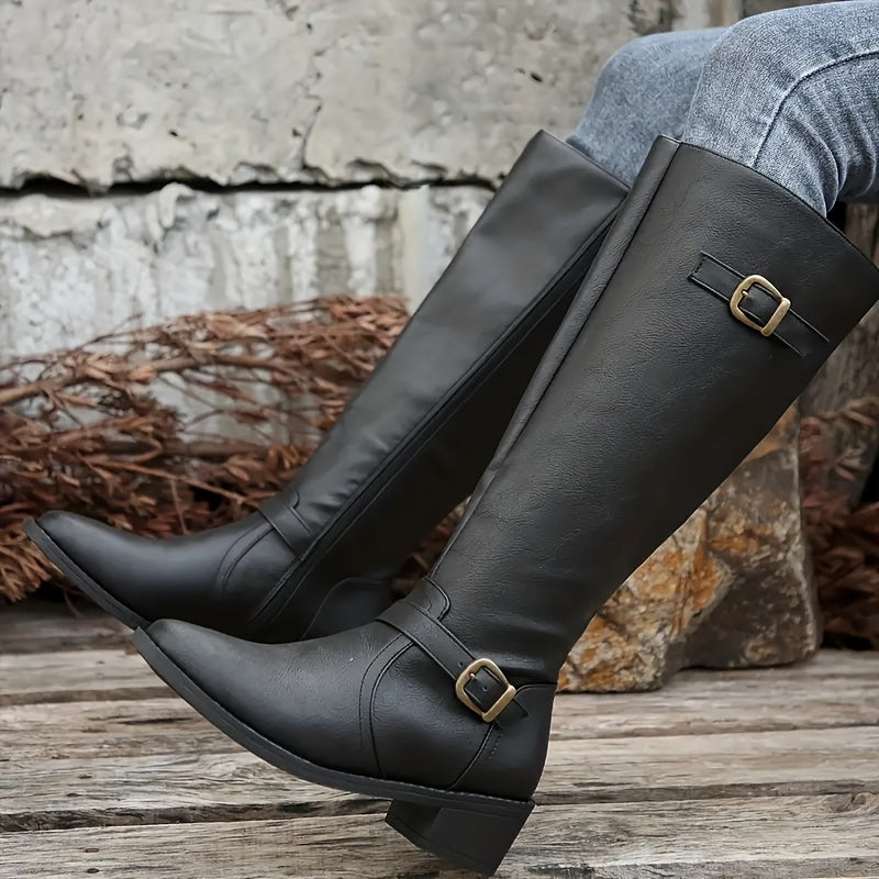 Women's Knee High Boots | Double Buckle Design 1