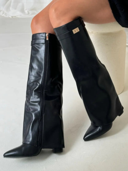 Women's Knee High Boots | Block Heel & Buckle Detail 14