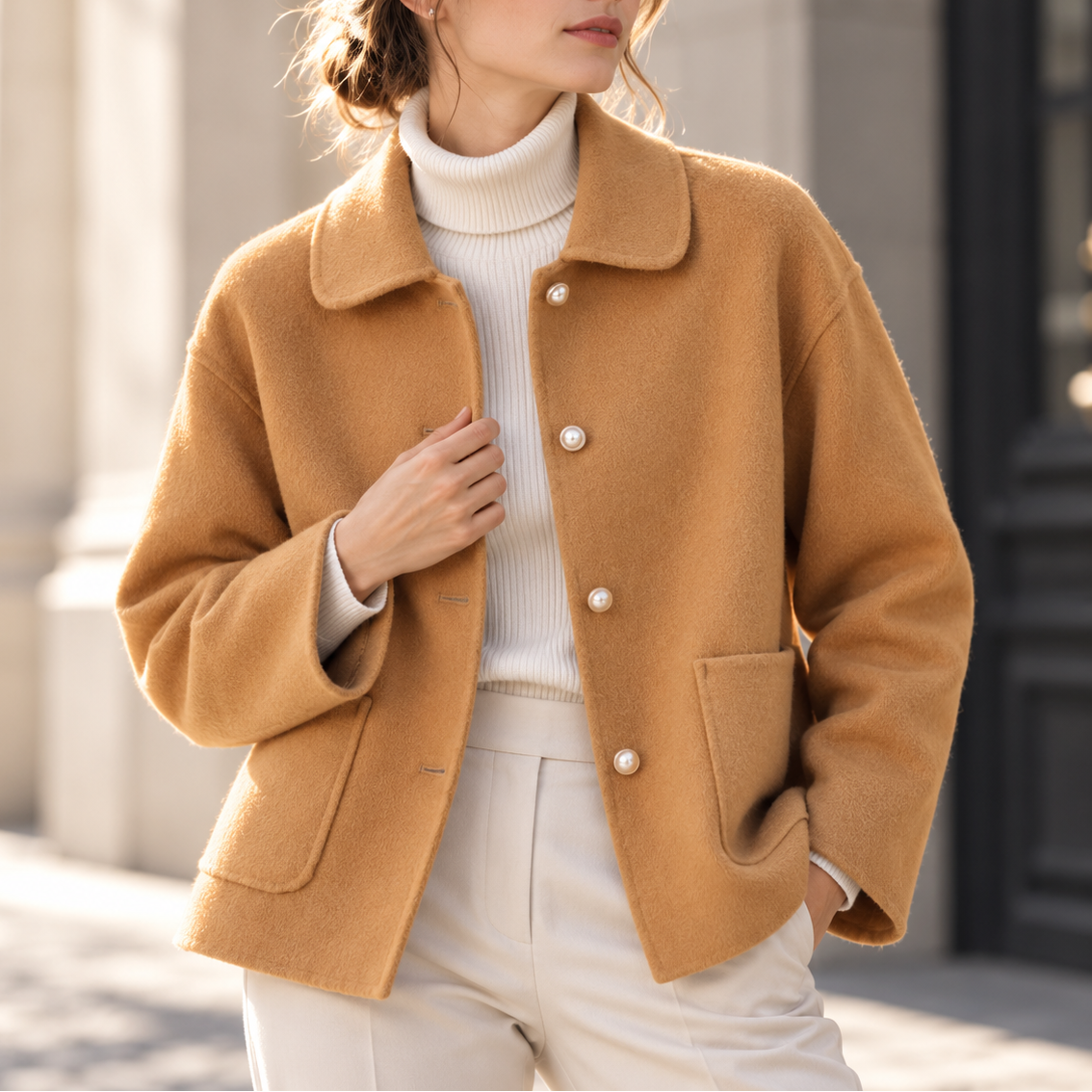 Women's Pearl Button Jacket | Warm & Lightweight 1