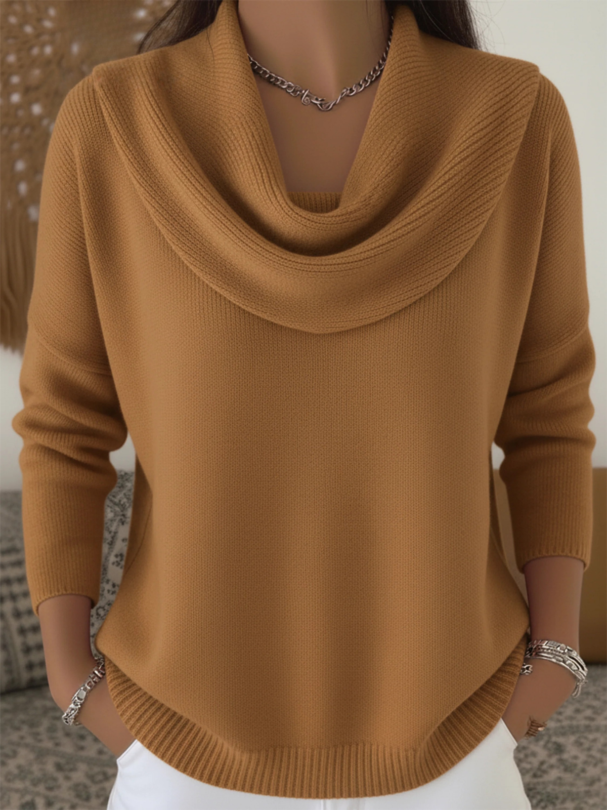 Women's Cowl Neck Knit Jumper | Soft & Warm for Winter 2