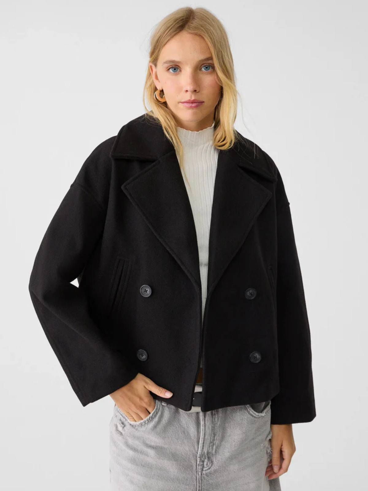 Women's Short Wrap Jacket | Structured Wide Collar
