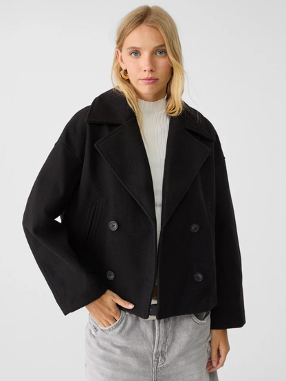 Women's Short Wrap Jacket | Structured Wide Collar