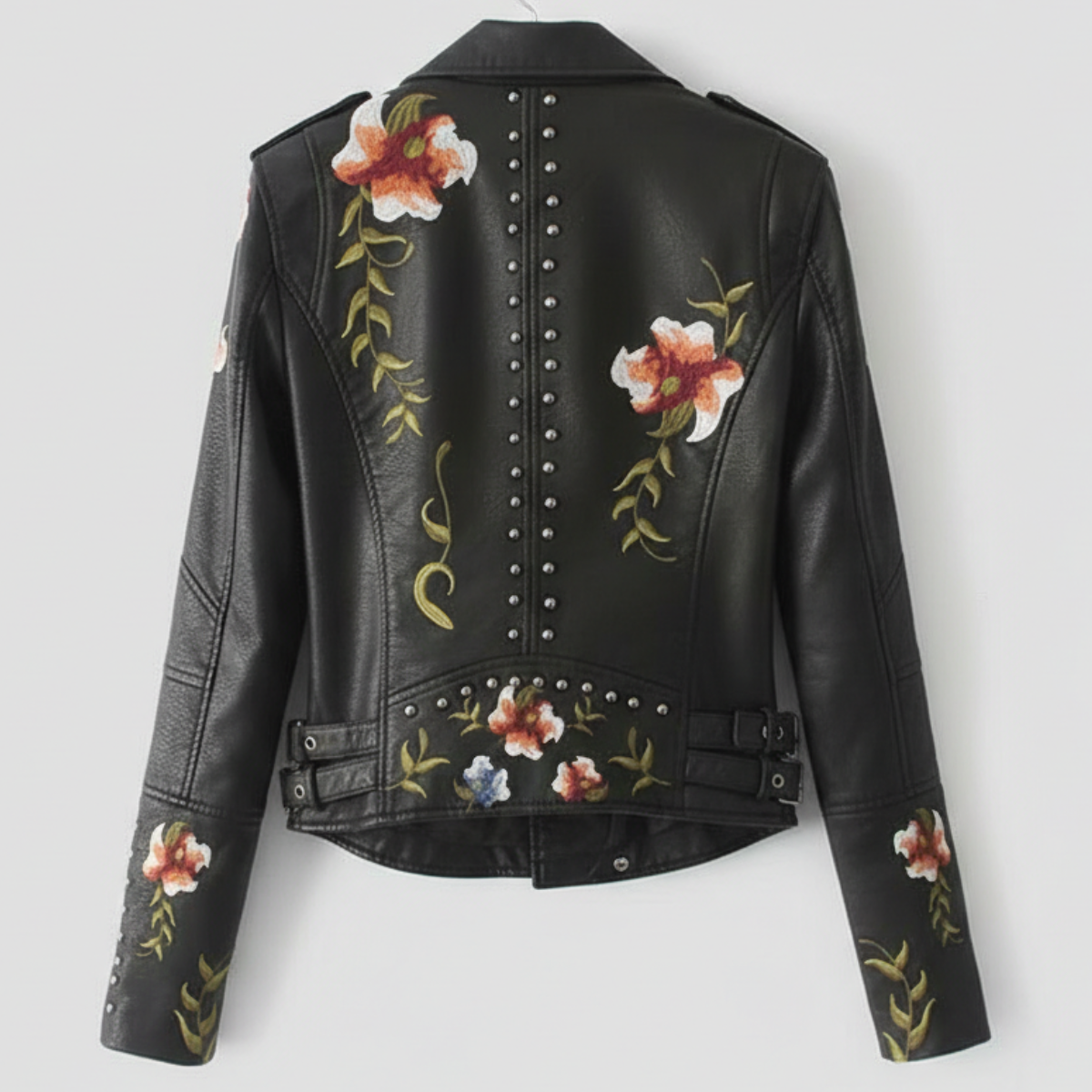 Women's Moto Jacket | Floral Embroidery & Edgy Style 4