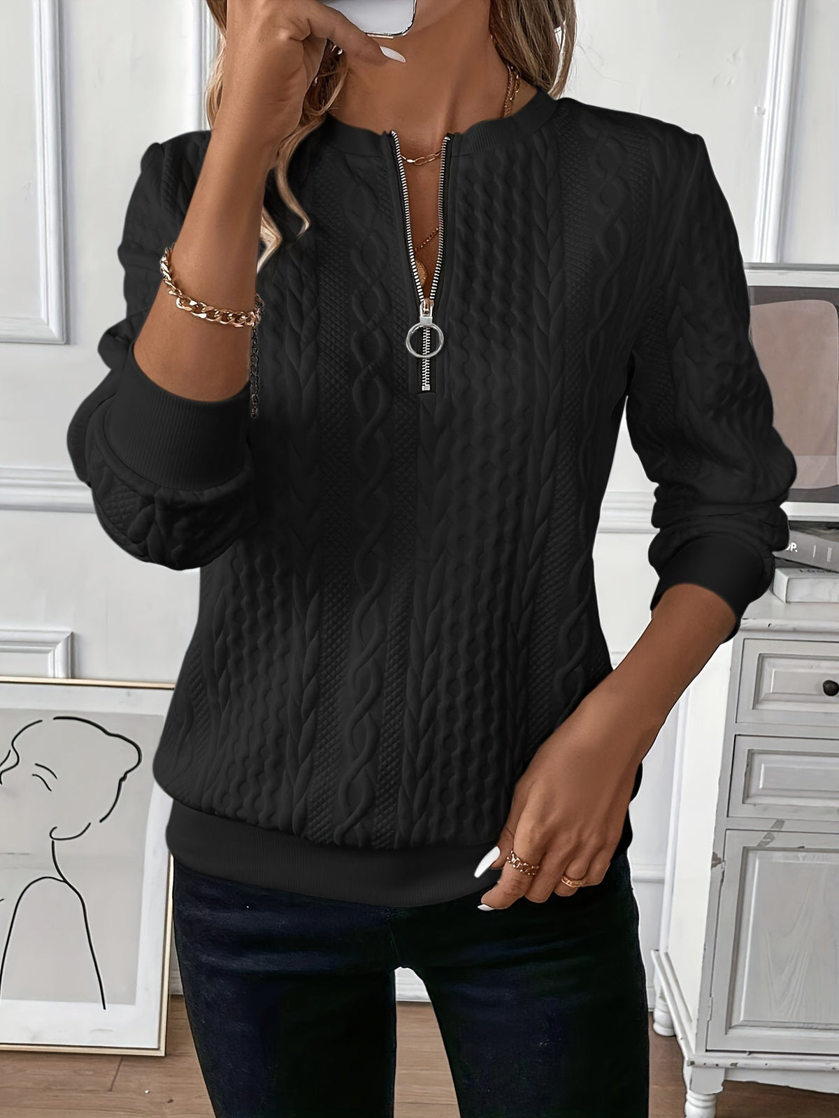Women's Zipper Sweater | Loose Fit & Long Sleeves 9