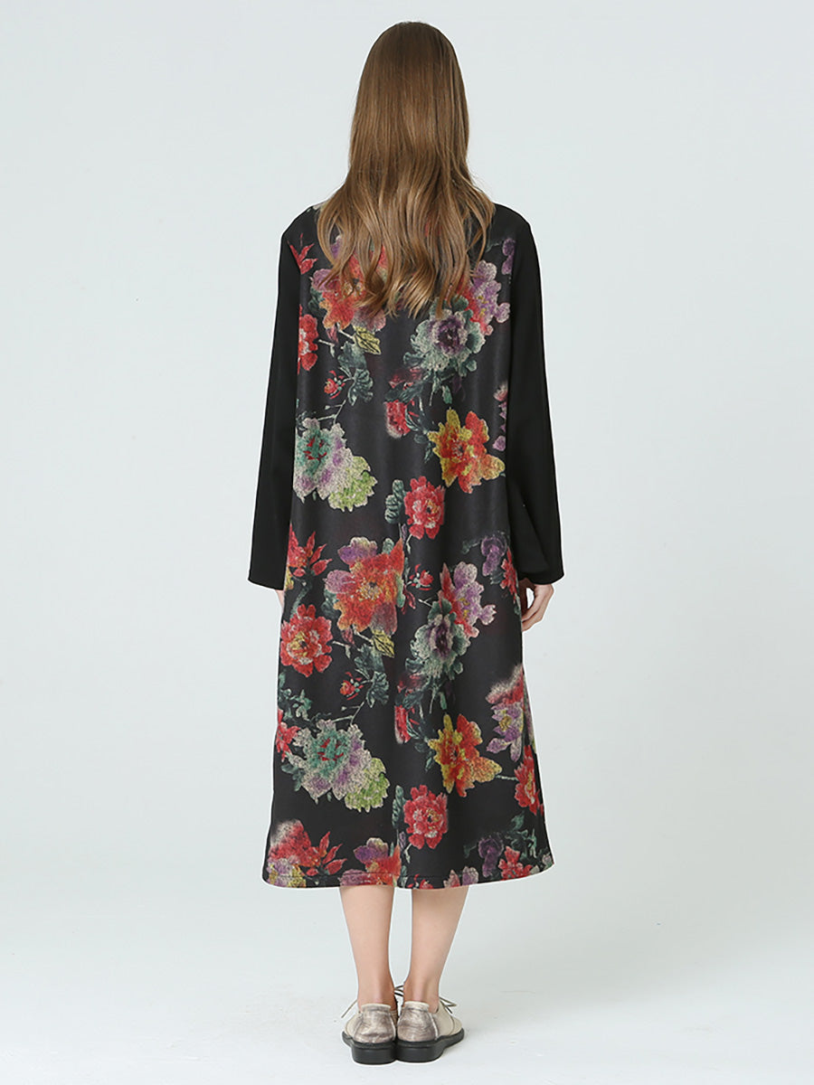 Women's Floral Turtleneck Dress | Long Sleeve & Pockets 2
