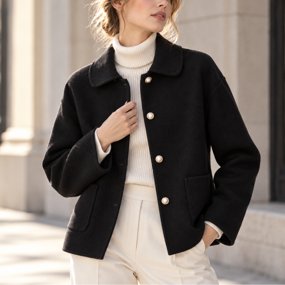 Women's Pearl Button Jacket | Warm & Lightweight 6
