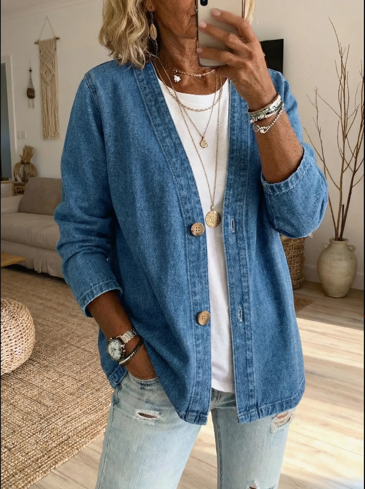 Women's Coat | Button-Up Front & Straight Fit