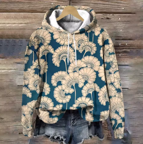 Women's Floral Knit Hoodie | Cozy & Lightweight