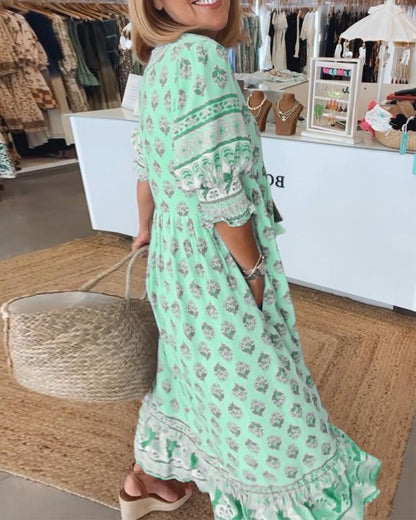 Mana | Floral V-Neck Dress for Stylish Occasions
