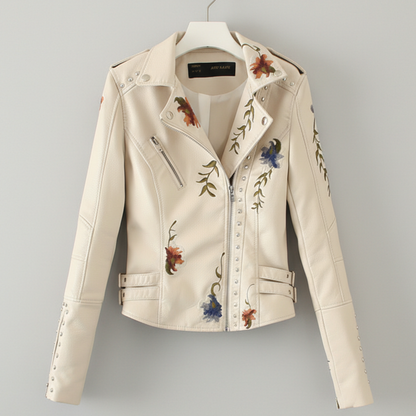Women's Moto Jacket | Floral Embroidery & Edgy Style 7
