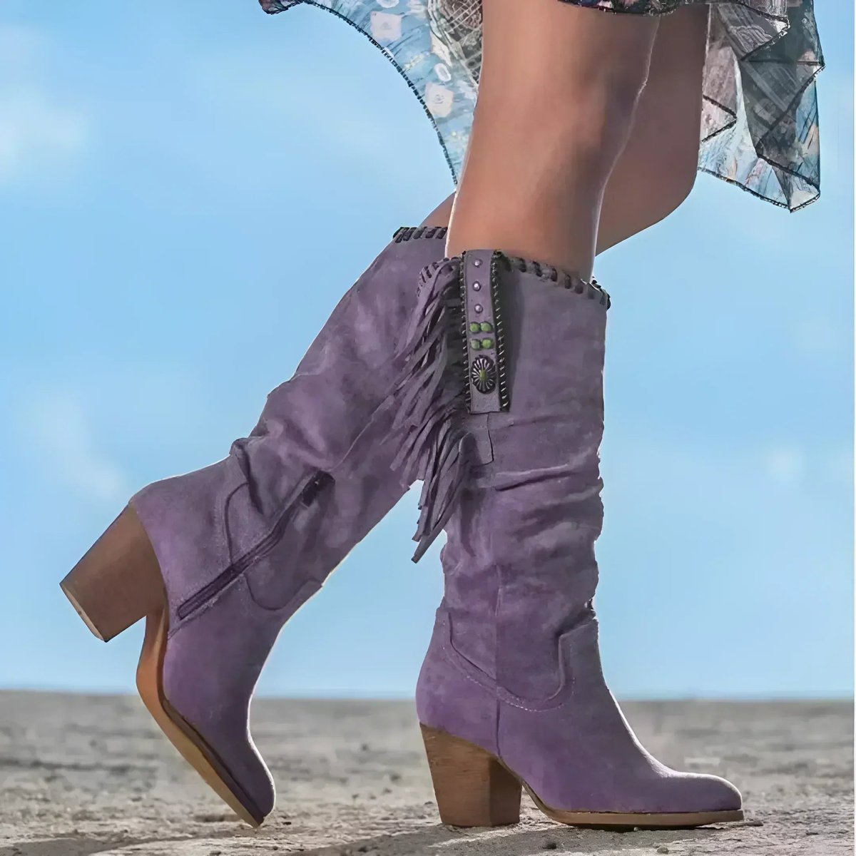 Women's Fringe Knee High Boots | Western Boho Style 2