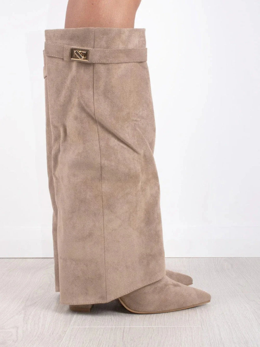 Women's Knee High Boots | Block Heel & Buckle Detail 9