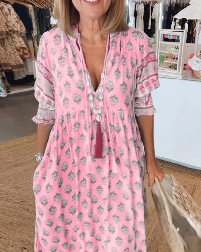 Mana | Floral V-Neck Dress for Stylish Occasions