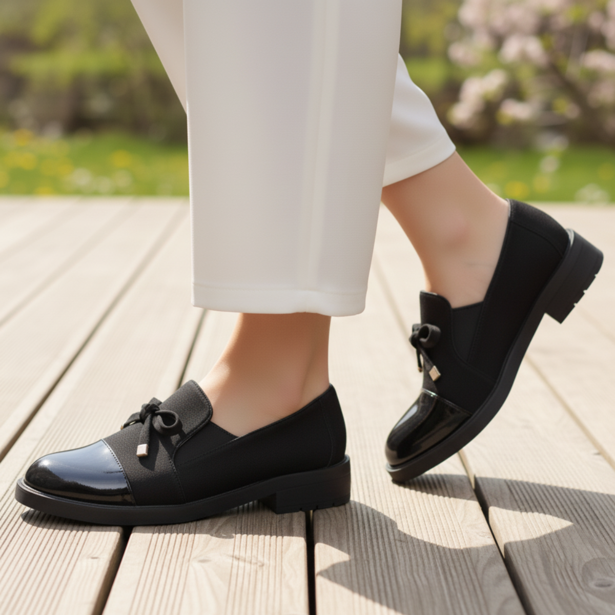 Women's Bow Loafers | Slip-On Comfort & Glossy Toe Cap 4