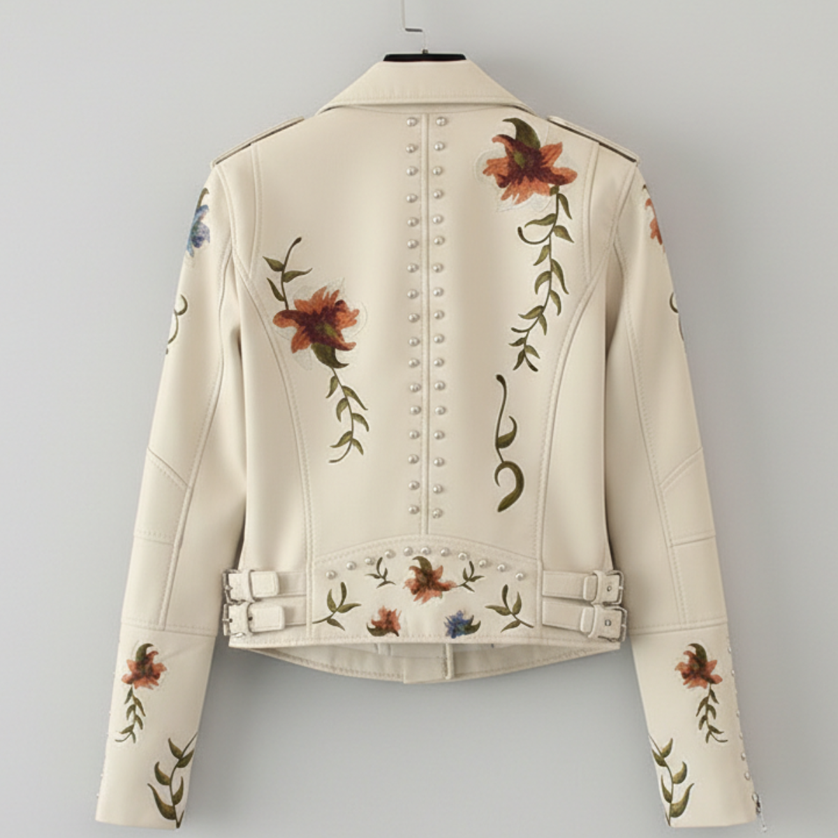 Women's Moto Jacket | Floral Embroidery & Edgy Style 9