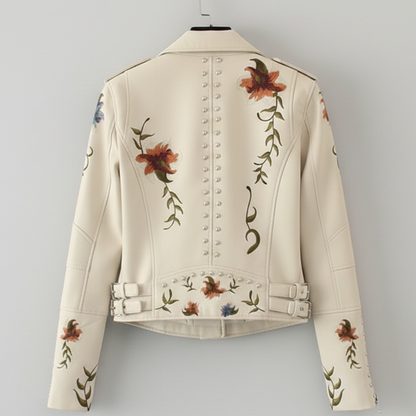 Women's Moto Jacket | Floral Embroidery & Edgy Style 9