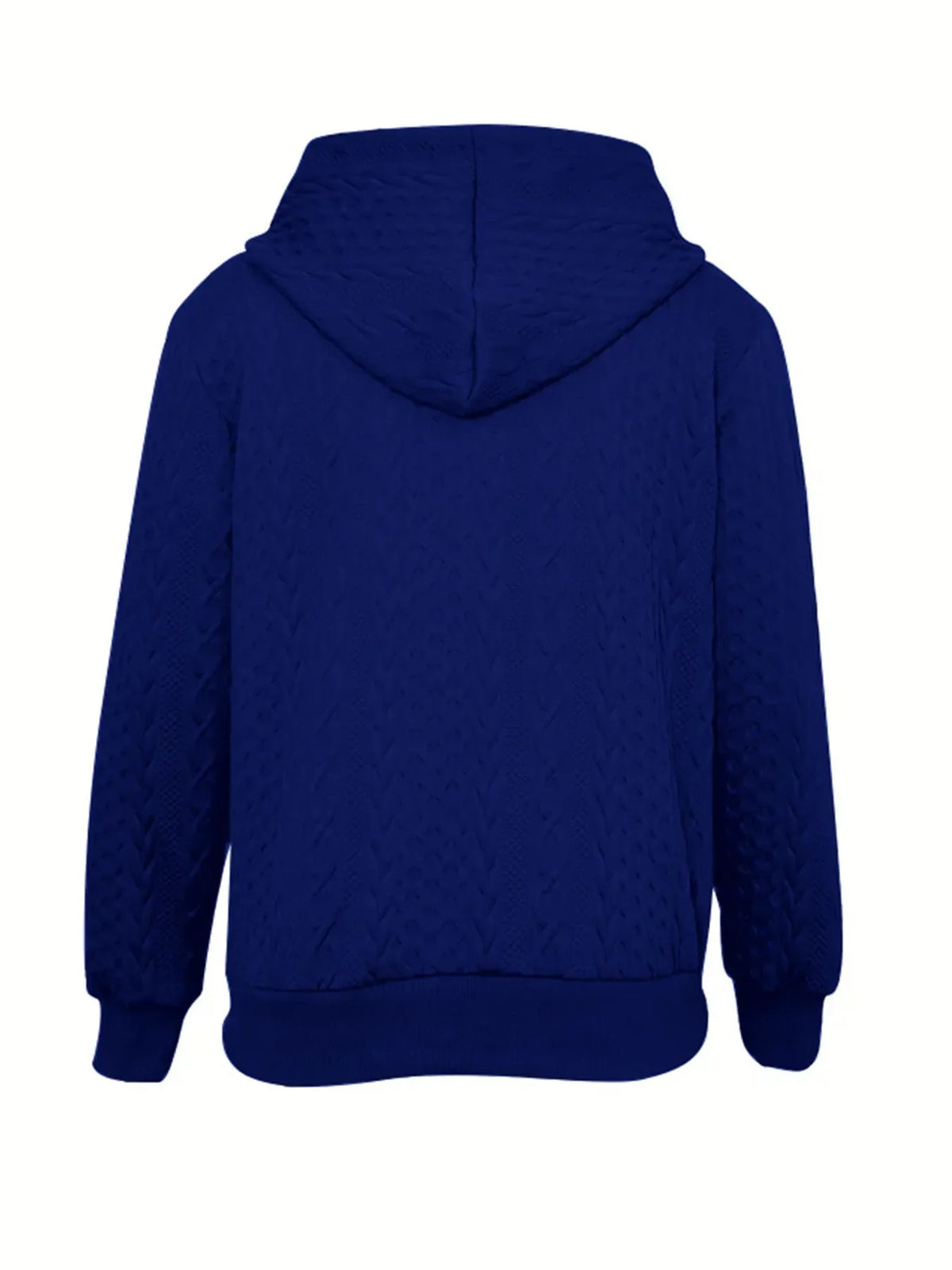 White cable knit zip up hoodie with ribbed cuffs and hood