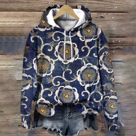 Women's Floral Knit Hoodie | Cozy & Lightweight