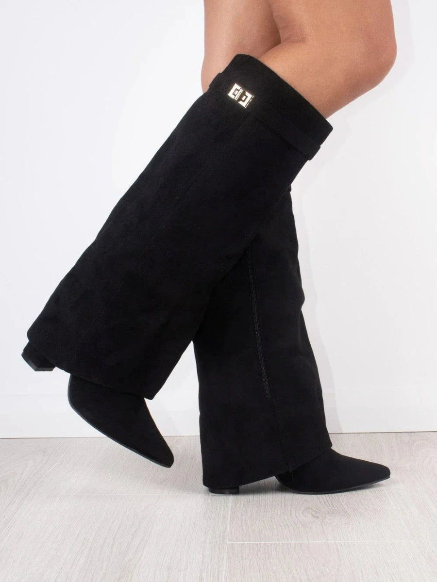 Women's Knee High Boots | Block Heel & Buckle Detail 3