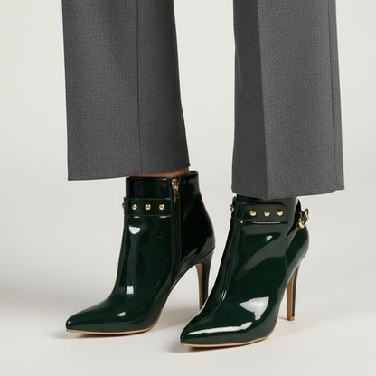 Women's Gloss Ankle Boots | Stiletto Heel & Studded Detail 11
