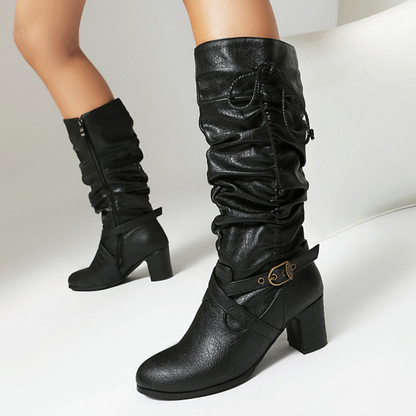 Women's Buckle Boots | Slouched Shaft & Vintage Rope Tie Detail 7