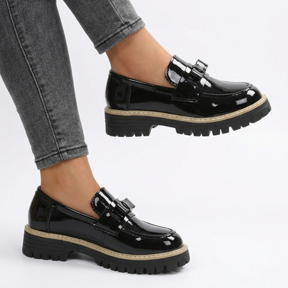 Women's Bow Loafers | Platform Lift & Glossy Shine 5