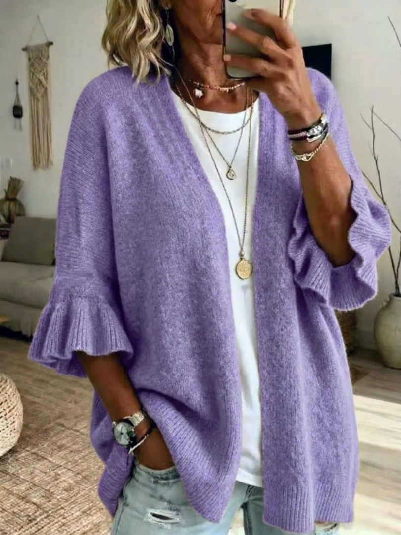 Women's Ruffle Sleeve Cardigan | Lightweight Open Front 5