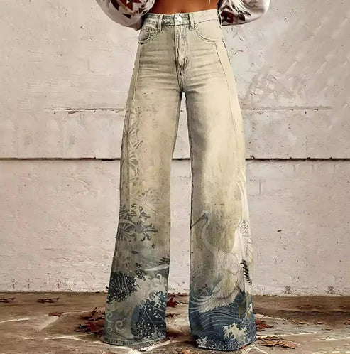 Women's Wide-Leg Trousers | Bold Retro Print 9